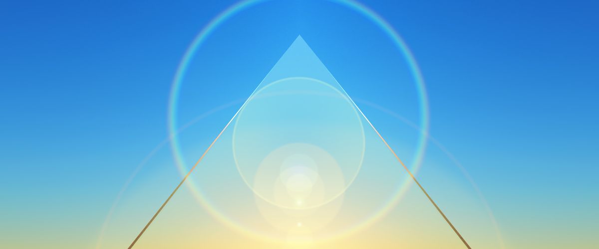 Abstract pyramid of light representing higher consciousness and soul alignment in energy healing and spiritual growth.